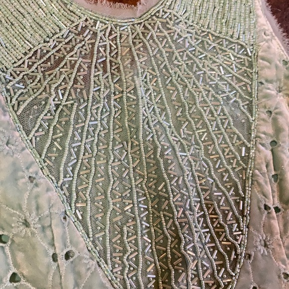 Free People Danced to Pieces Teal Beaded Mini Dres - Picture 6 of 7